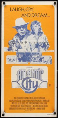 3y459 ATLANTIC CITY Aust daybill '80 Burt Lancaster, cool art of New Jersey gambling town!