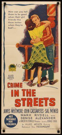 3y536 CRIME IN THE STREETS Aust daybill '56 Sal Mineo & 1st John Cassavetes, directed by Siegel!