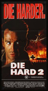 3y561 DIE HARD 2 Aust daybill '90 tough guy Bruce Willis is in the wrong place at the right time!
