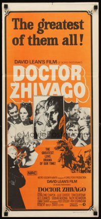 3y564 DOCTOR ZHIVAGO orange style Aust daybill R70s Julie Christie, David Lean English epic!