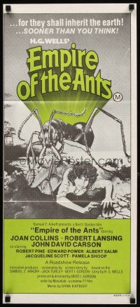 3y577 EMPIRE OF THE ANTS Aust daybill '78 H.G. Wells, great Drew art of monster attacking!