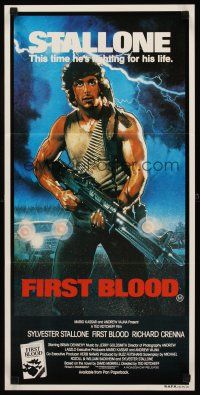 3y599 FIRST BLOOD Aust daybill '82 artwork of Sylvester Stallone as John Rambo by Drew Struzan!