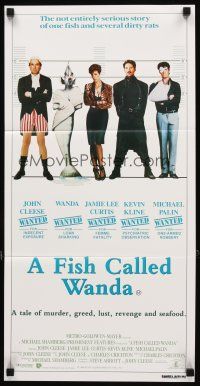 3y601 FISH CALLED WANDA Aust daybill '88 John Cleese, Curtis, Kline & Palin in police line up!