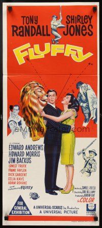3y607 FLUFFY Aust daybill '65 great art of huge lion & Tony Randall w/pretty Shirley Jones!