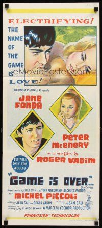 3y622 GAME IS OVER Aust daybill '66 Roger Vadim's La Curee, Jane Fonda, Peter McEnery!