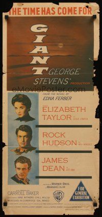 3y631 GIANT Aust daybill '56 James Dean, Elizabeth Taylor, Rock Hudson, George Stevens directed!