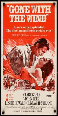 3y646 GONE WITH THE WIND Aust daybill R80s Clark Gable, Vivien Leigh, all-time classic!