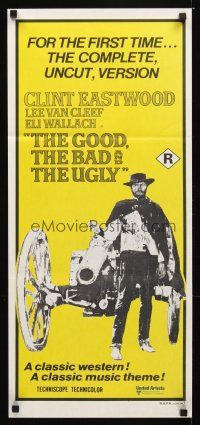 3y647 GOOD, THE BAD & THE UGLY Aust daybill R70s Clint Eastwood, Lee Van Cleef, Sergio Leone!
