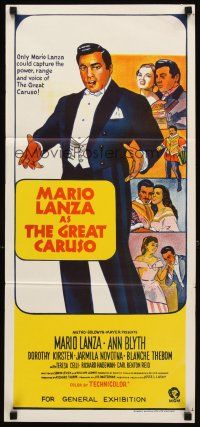 3y654 GREAT CARUSO Aust daybill R68 artwork of Mario Lanza & with pretty Ann Blyth!