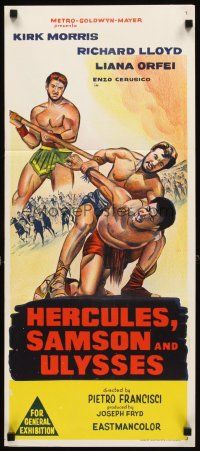 3y671 HERCULES, SAMSON, & ULYSSES Aust daybill '65 Pietro Francisci sword & sandal action!