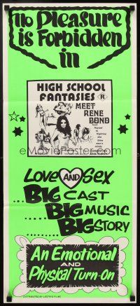 3y674 HIGH SCHOOL FANTASIES Aust daybill '74 Rene Bond love & sex, big cast, big music, big story!