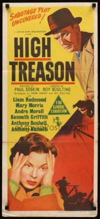 3y675 HIGH TREASON Aust daybill '52 Roy Boulting's brilliant Communist spy thriller!