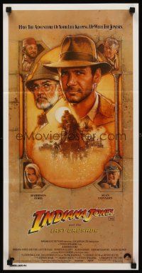 3y685 INDIANA JONES & THE LAST CRUSADE Aust daybill '89 art of Ford & Sean Connery by Drew!