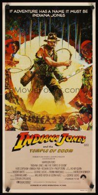 3y686 INDIANA JONES & THE TEMPLE OF DOOM Aust daybill '84 art of Harrison Ford by Vaughan!