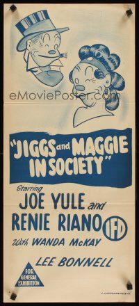3y700 JIGGS & MAGGIE IN SOCIETY Aust daybill '48 art by George McManus, Joe Yule, Renie Riano