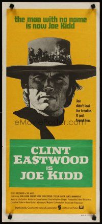 3y702 JOE KIDD Aust daybill '72 John Sturges, if you're looking for trouble, he's Clint Eastwood!