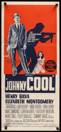 3y703 JOHNNY COOL Aust daybill '63 Henry Silva, sexy Bewitched star Elizabeth Montgomery!