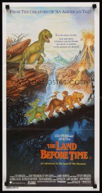 3y729 LAND BEFORE TIME Aust daybill '88 Steven Spielberg, George Lucas, dinosaur cartoon!
