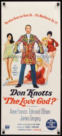 3y748 LOVE GOD Aust daybill '69 Don Knotts is the world's most romantic male with sexy babes!
