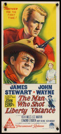 3y760 MAN WHO SHOT LIBERTY VALANCE Aust daybill '62 John Wayne & James Stewart, John Ford