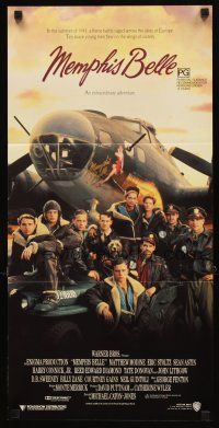 3y772 MEMPHIS BELLE Aust daybill '90 Matt Modine, Sean Astin, cool cast portrait by WWII B-17!