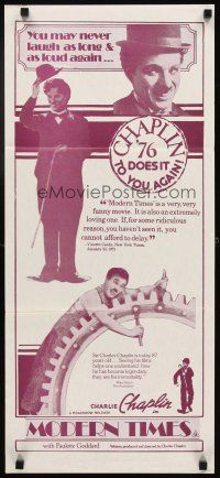 3y779 MODERN TIMES Aust daybill R76 cool different images of Charlie Chaplin!