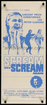 3y901 SCREAM & SCREAM AGAIN Aust daybill '70 Vincent Price, different horror images!