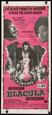 3y902 SCREAM BLACULA SCREAM Aust daybill '73 image of black vampire William Marshall & Pam Grier!
