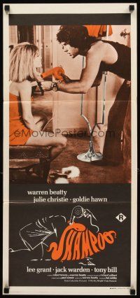 3y917 SHAMPOO Aust daybill '75 different image of Warren Beatty & Julie Christie!