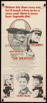 3y920 SHOOTIST Aust daybill '76 Richard Amsel artwork of cowboy John Wayne + cast images!