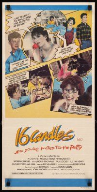 3y922 SIXTEEN CANDLES Aust daybill '84 Molly Ringwald, Anthony Michael Hall, John Hughes directed!
