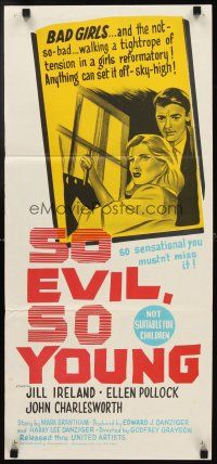 3y933 SO EVIL, SO YOUNG Aust daybill '61 caged bad girls without guys alone in girls' reformatory!