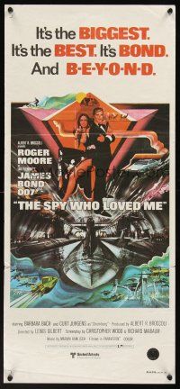 3y945 SPY WHO LOVED ME Aust daybill '77 Roger Moore as James Bond 007 by Bob Peak!