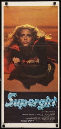 3y969 SUPERGIRL Aust daybill '84 different image of Helen Slater in costume flying!