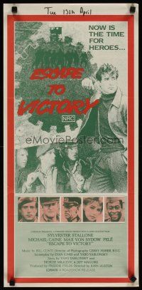 3y990 VICTORY Aust daybill '81 Escape to Victory, soccer players Stallone, Caine & Pele!