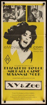 3y998 X Y & ZEE Aust daybill '71 close-up of Elizabeth Taylor, Michael Caine, Susannah York!