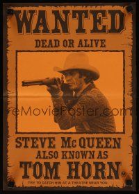 3y357 TOM HORN Aust mini poster '80 Steve McQueen w/rifle, cool wanted poster design!