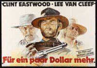 3y156 FOR A FEW DOLLARS MORE German 33x47 R78 art of Clint Eastwood, Lee Van Cleef & Kinski!