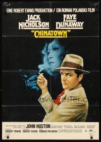 3y204 CHINATOWN German '74 Roman Polanski, Amsel art of Jack Nicholson & Faye Dunaway!