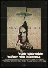 3y231 ESCAPE FROM ALCATRAZ German '79 cool artwork of Clint Eastwood busting out by Lettick!