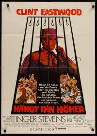 3y257 HANG 'EM HIGH German '68 Clint Eastwood, they hung the wrong man, cool art by Kossin!