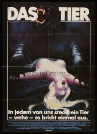 3y260 HOWLING German '81 Joe Dante, wild totally different art of werewolf & victim!