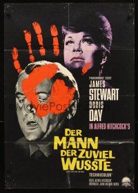 3y285 MAN WHO KNEW TOO MUCH German R64 James Stewart & Doris Day, directed by Alfred Hitchcock!