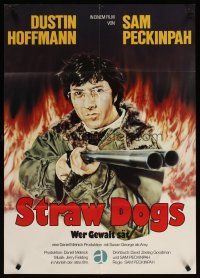 3y326 STRAW DOGS German R81 Sam Peckinpah, Dustin Hoffman with broken glasses & shotgun!