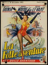 4a441 I DON'T CARE GIRL Belgian '52 great full-length art of sexy showgirl Mitzi Gaynor!