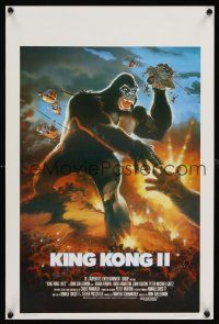 4a449 KING KONG LIVES English/Belgian '86 great artwork of huge unhappy ape attacked by army!