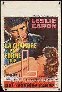 4a458 L-SHAPED ROOM Belgian '63 sexy Leslie Caron, Bryan Forbes, cool design!