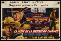 4a475 NIGHT PASSAGE Belgian '57 cool western artwork of Jimmy Stewart & Audie Murphy!