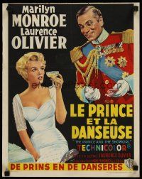4a484 PRINCE & THE SHOWGIRL Belgian '57 different art of Olivier & sexy Marilyn Monroe!