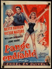 4a493 RED, HOT & BLUE Belgian '49 art of sexy dancer Betty Hutton in skimpy outfit, Victor Mature!